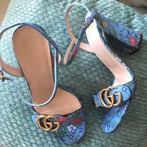 Gucci Marmont floral heeled sandals, 5.5, RARE